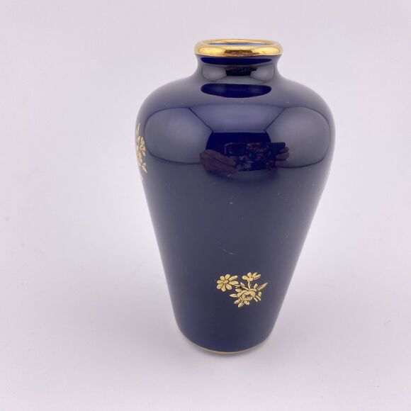 H & C France Cobalt Blue Gold Mini Bud Vase France - Picture 2 of 7